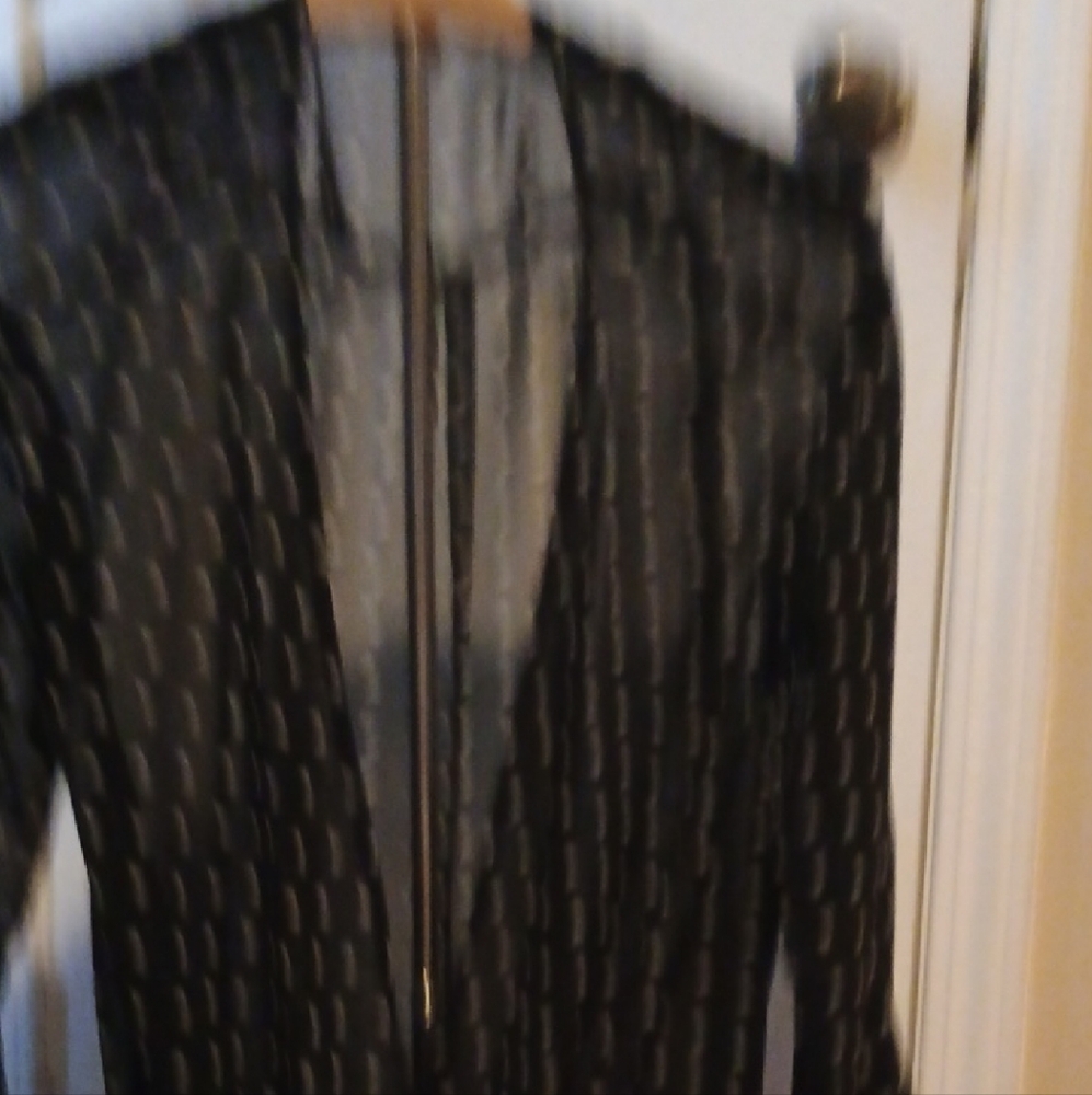 Decree Black Sheer Blouse with Geometric Design